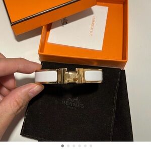 NIB Hermes Gold and White Bracelet
